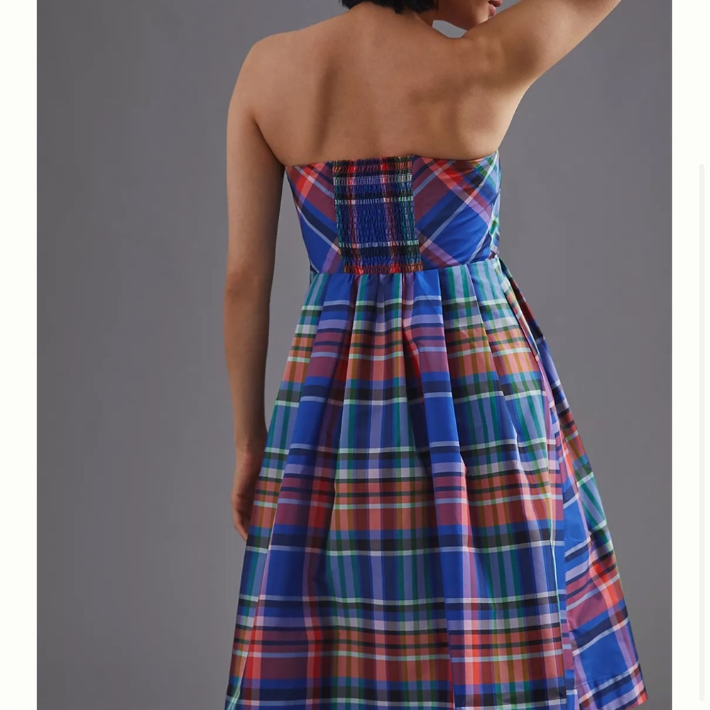 Anthropologie Multicolor Plaid Midi Dress - Blue, Green, Red - Picture 3 of 15